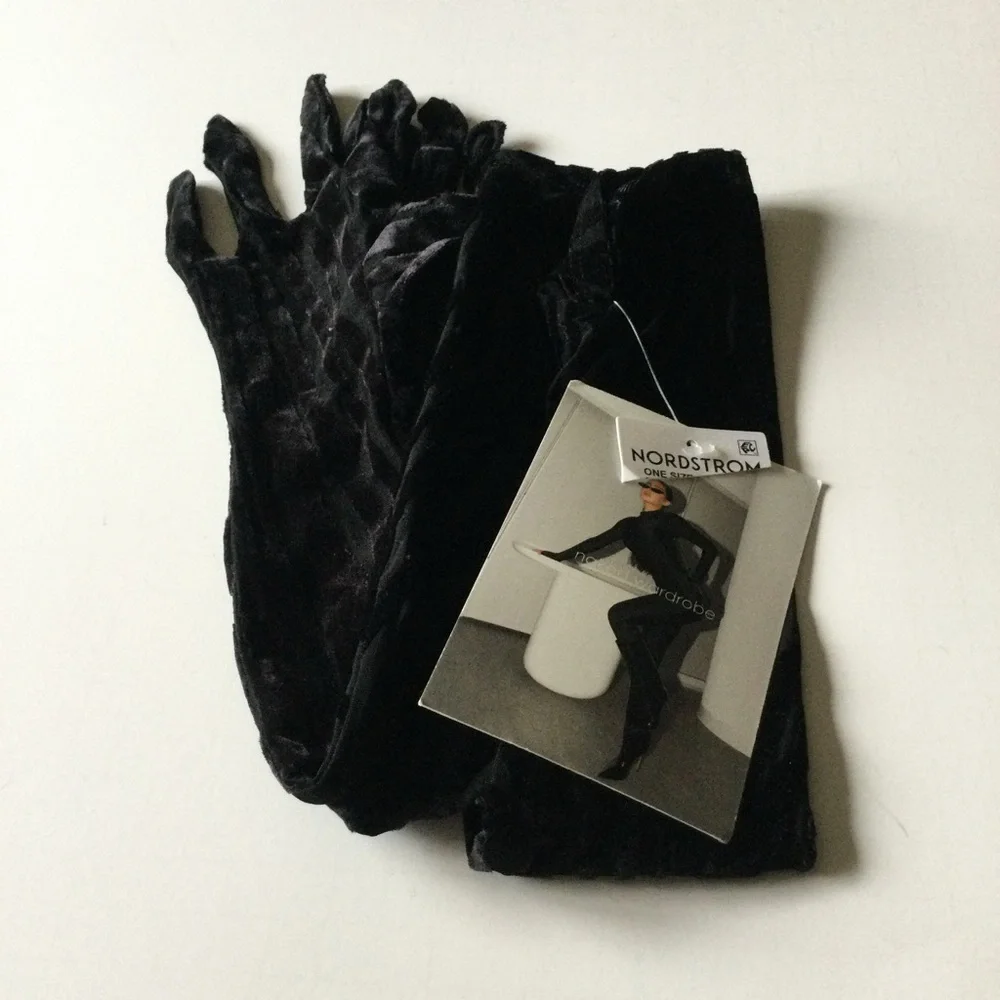NAKED WARDROBE OH SO WILD LONG TIGER PRINT VELVET GLOVES BLACK OS NWT